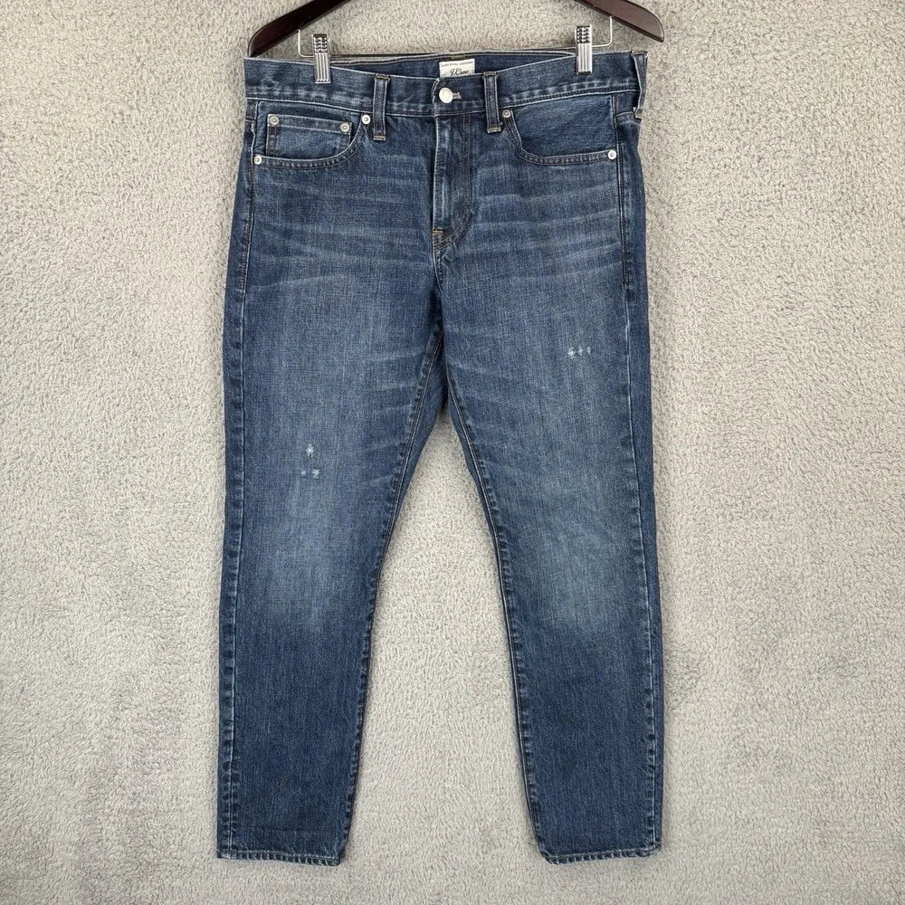 J Crew 484 Slim Fit Jeans Men's‎ 33x32 Blue Denim Whiskered 100% Cotton